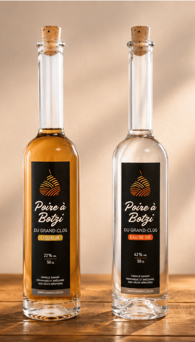 Eau de vie de poire à botzi AOP, Ferme du Grand-Clos, Sâles